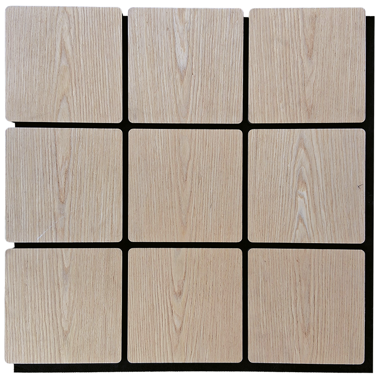Natural Oak Rounded Corner Square 9 Pieces Set Wall Panels