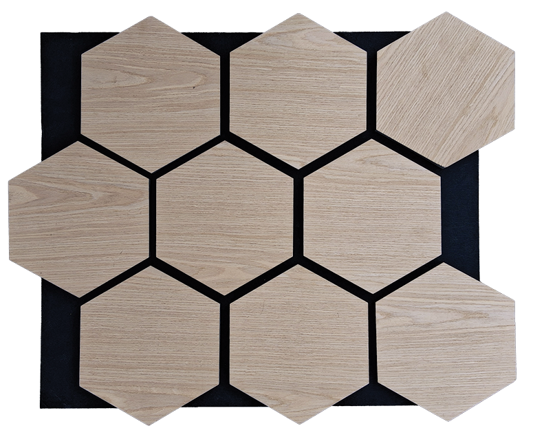 Natural Oak Hexagon 9 Pieces Set Wall Panels